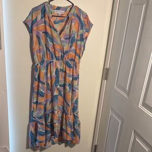 Multicolor Abstract Midi Dress